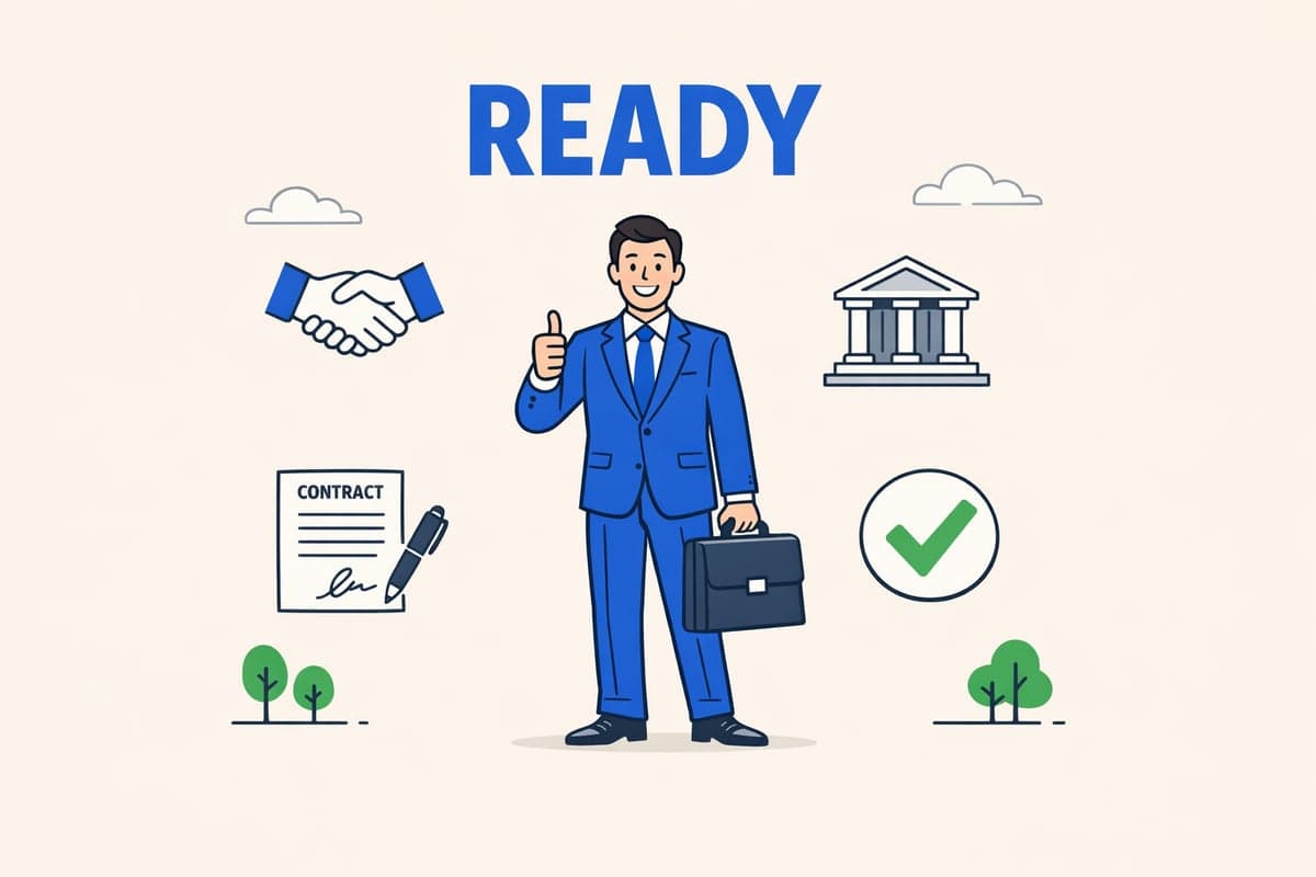 Propietario de negocio listo para operar desde el primer d\u00eda \u2014 firmando contratos, abriendo cuentas bancarias y contratando mientras la publicaci\u00f3n se ejecuta en segundo plano