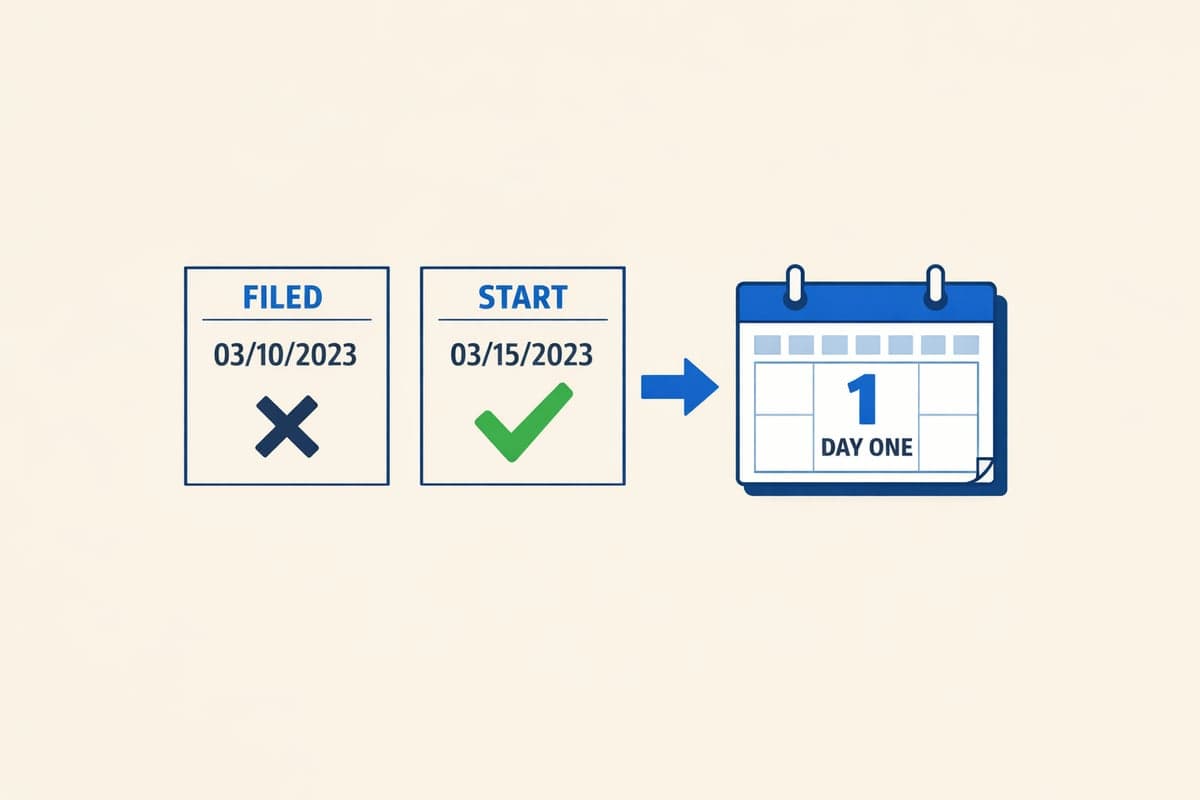 Filing Receipt showing the location of the effective date field